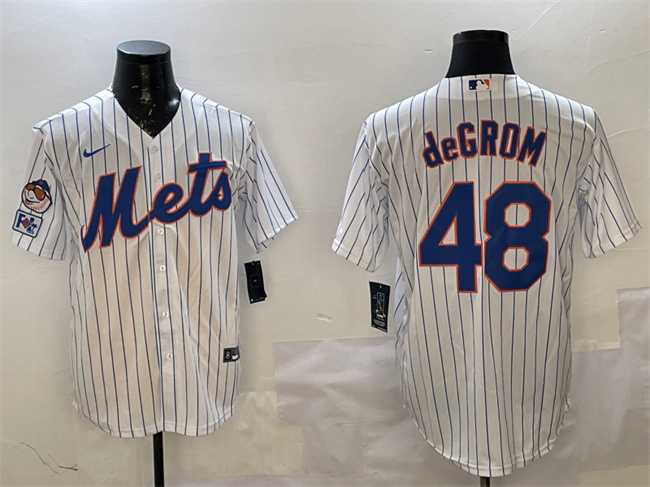 Mens New York Mets #48 Jacob DeGrom White 2025 Spring Training Cool Base Stitched Jersey->new york mets->MLB Jersey